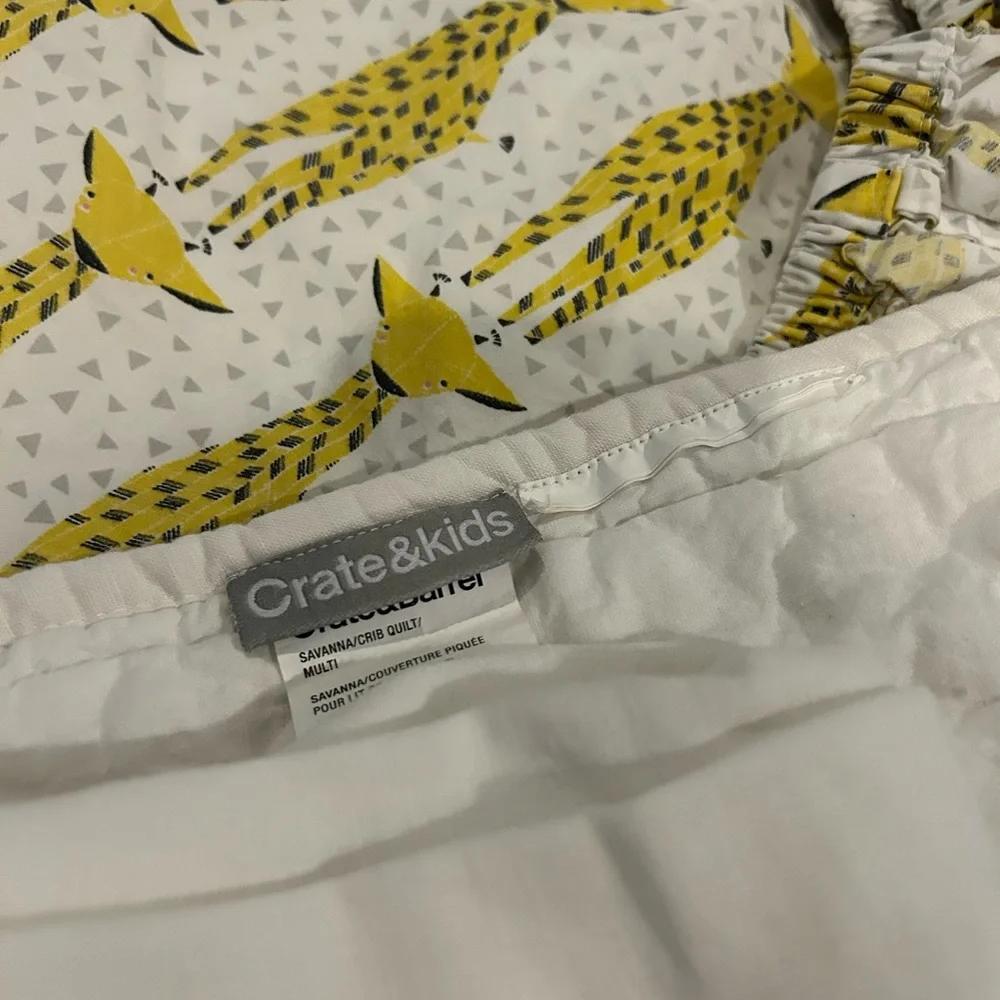 Crate&Barrel White and Yellow Animal Bedding Set